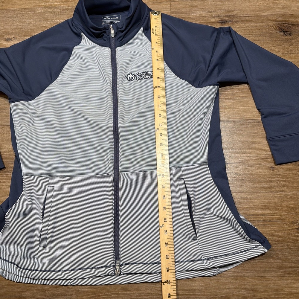 Peter Millar Golf Jacket Womens XL Navy Blue Striped Full Zip Daniel Murphy Logo - Picture 9 of 13